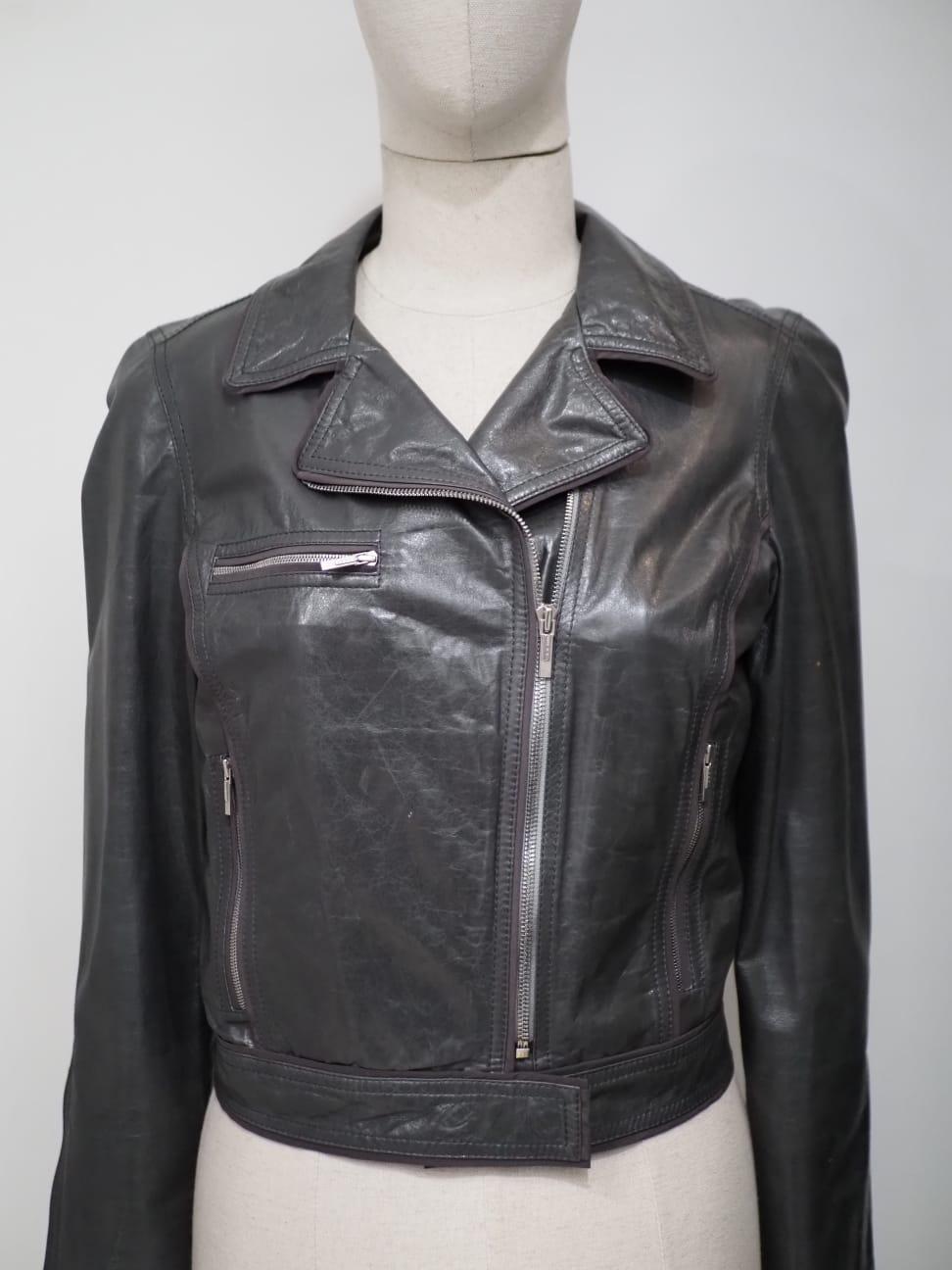 Fendi grey leather jacket For Sale 1