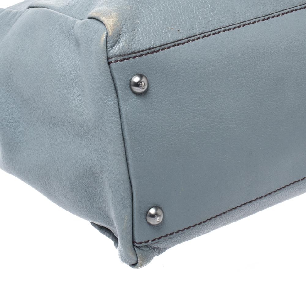 Fendi Grey Leather Large Peekaboo Top Handle Bag 5