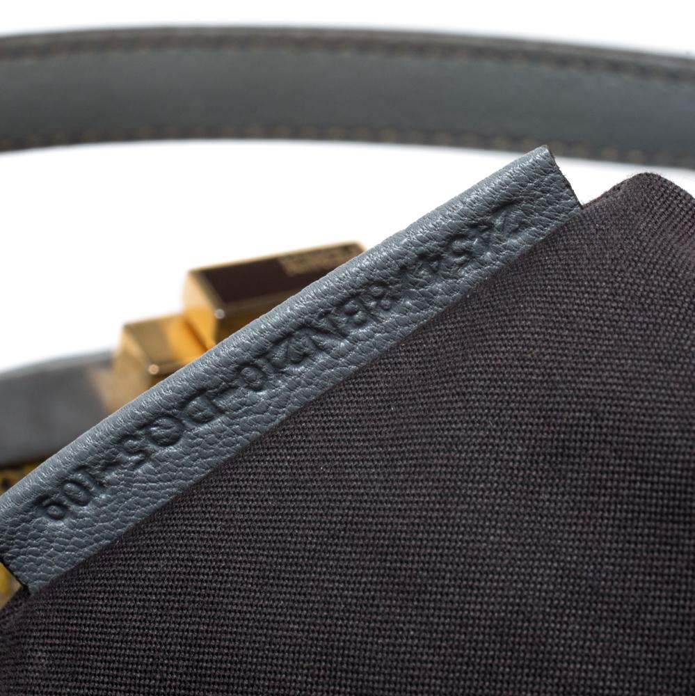 Fendi Grey Leather Large Peekaboo Top Handle Bag 1
