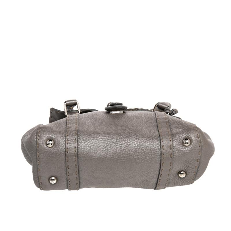 Gray Fendi Grey Leather Linda Bag