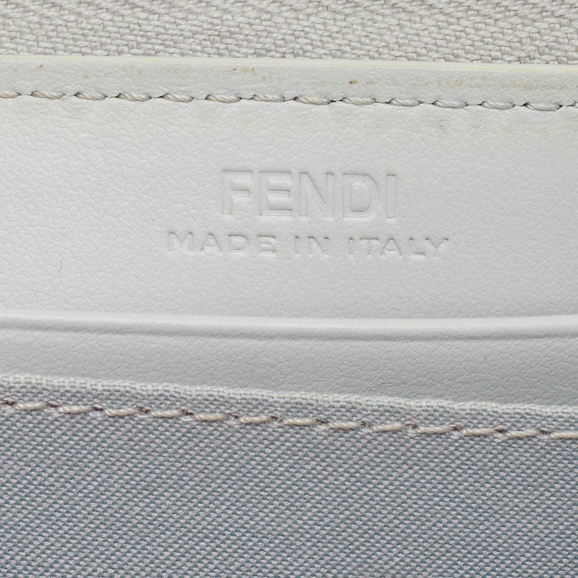 Fendi Grey Leather Logo Studded Zip Around Wallet 3