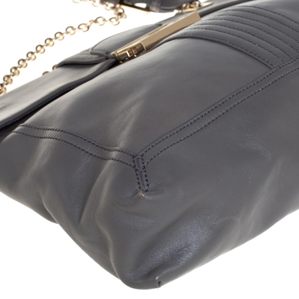 Fendi Grey Leather Maxi Baguette Flap Shoulder Bag 6