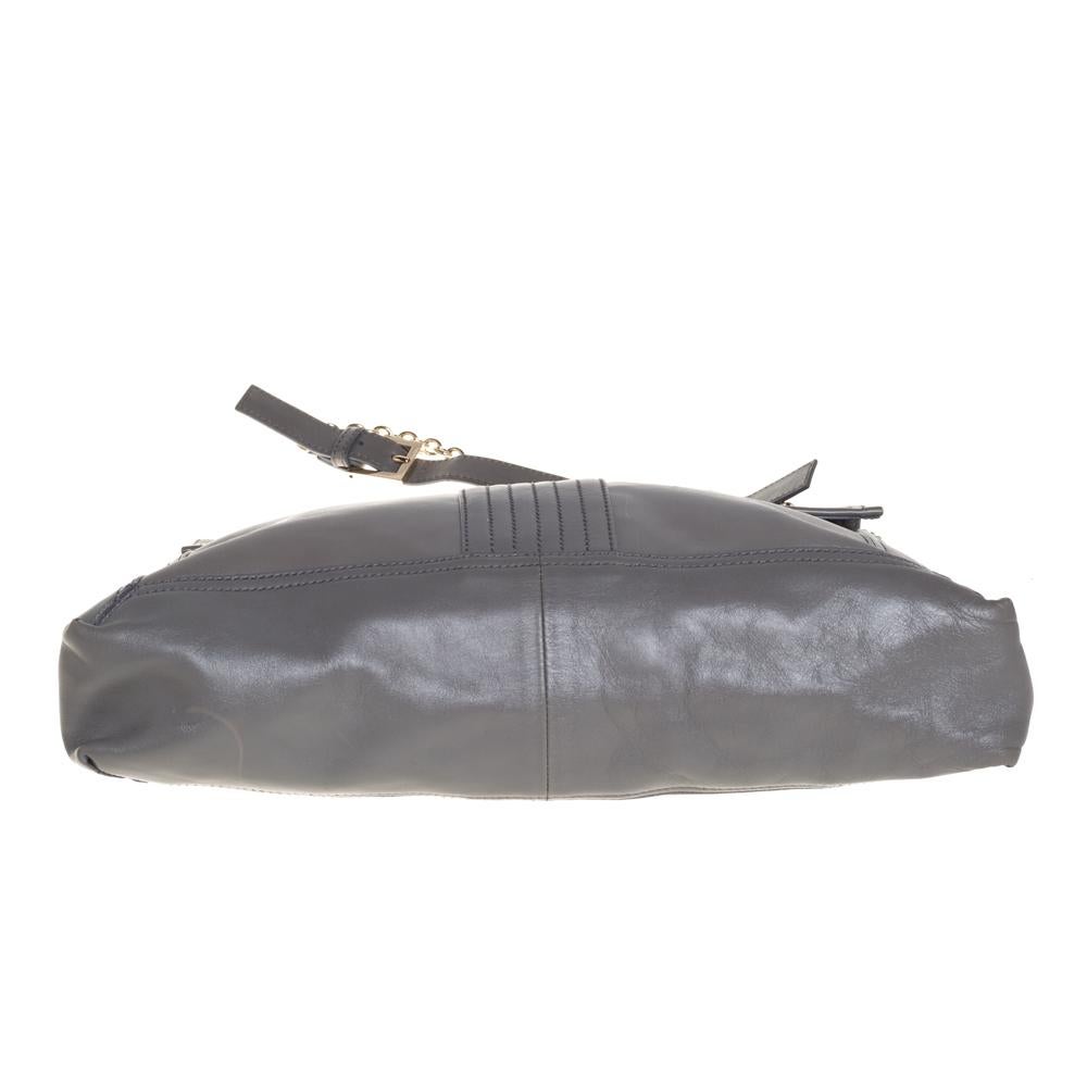 Fendi Grey Leather Maxi Baguette Flap Shoulder Bag 7