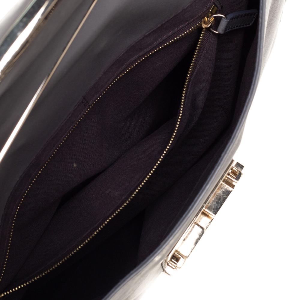 Fendi Grey Leather Maxi Baguette Flap Shoulder Bag 1
