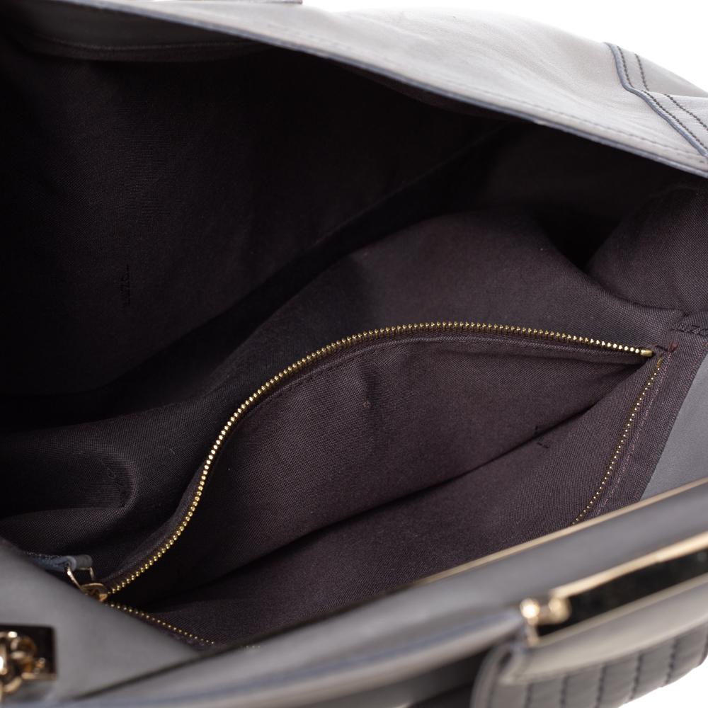 Fendi Grey Leather Maxi Baguette Flap Shoulder Bag 2