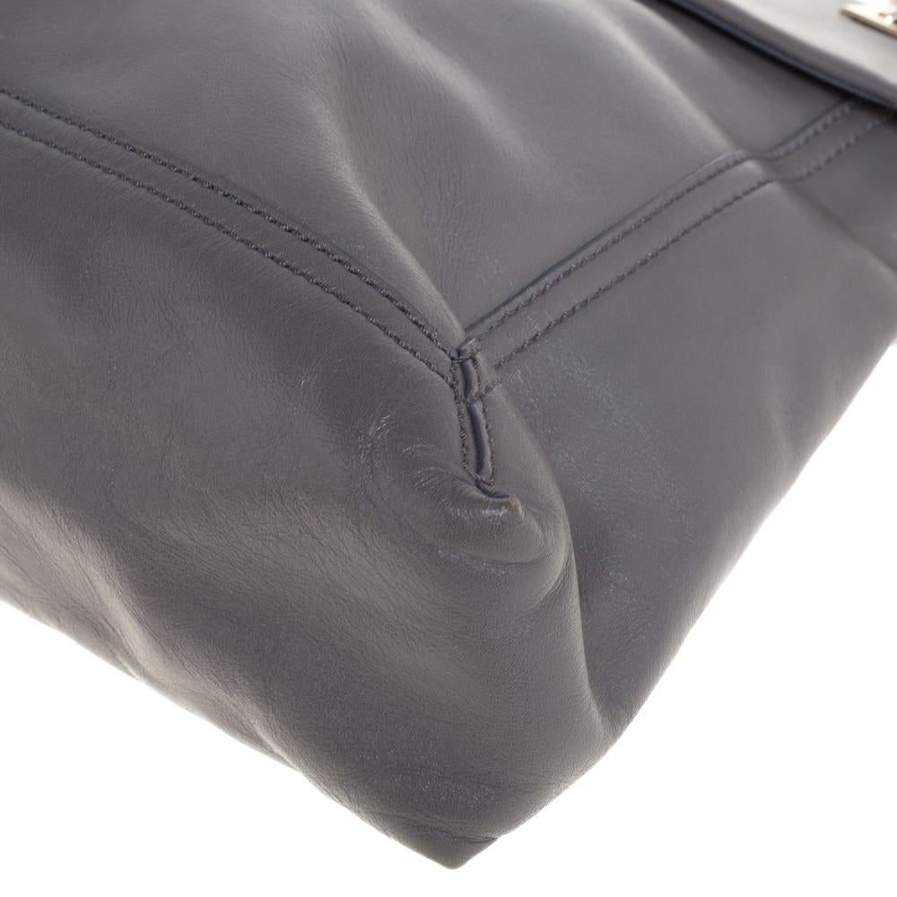 Fendi Grey Leather Maxi Baguette Flap Shoulder Bag 4