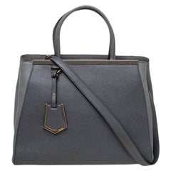 Fendi Graue Leder-Tasche Medium 2Jours