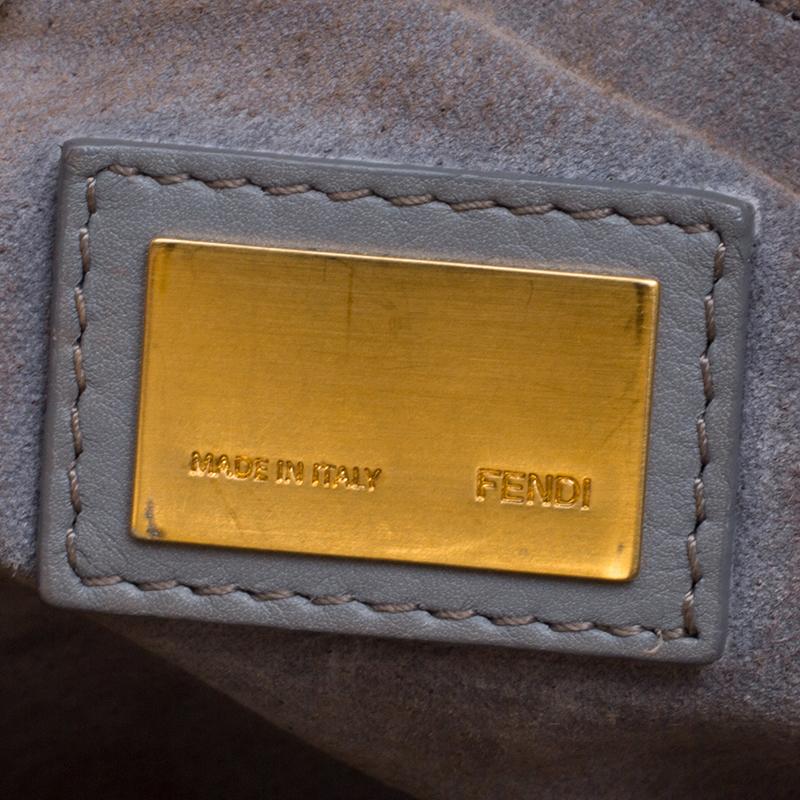 Fendi Grey Leather Medium Peekaboo Top Handle Bag 5