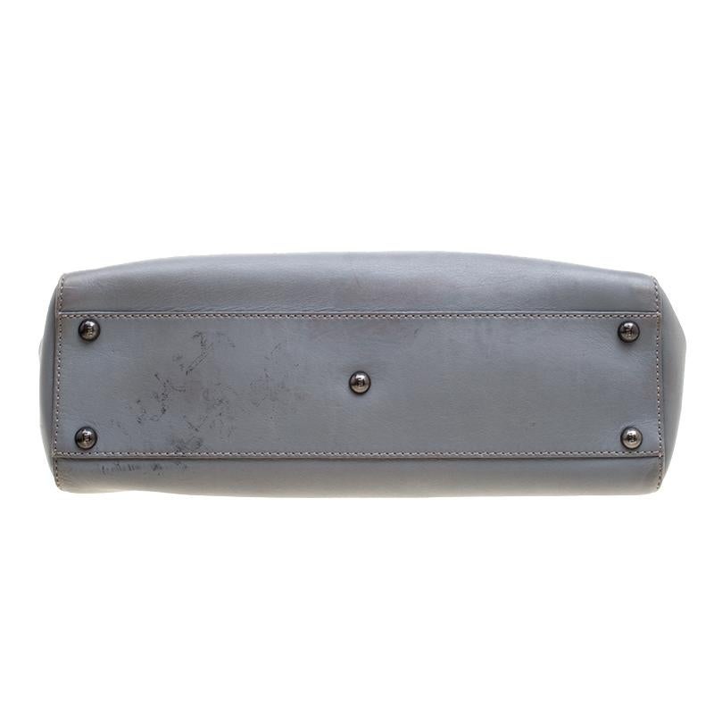 Fendi Grey Leather Medium Peekaboo Top Handle Bag 6