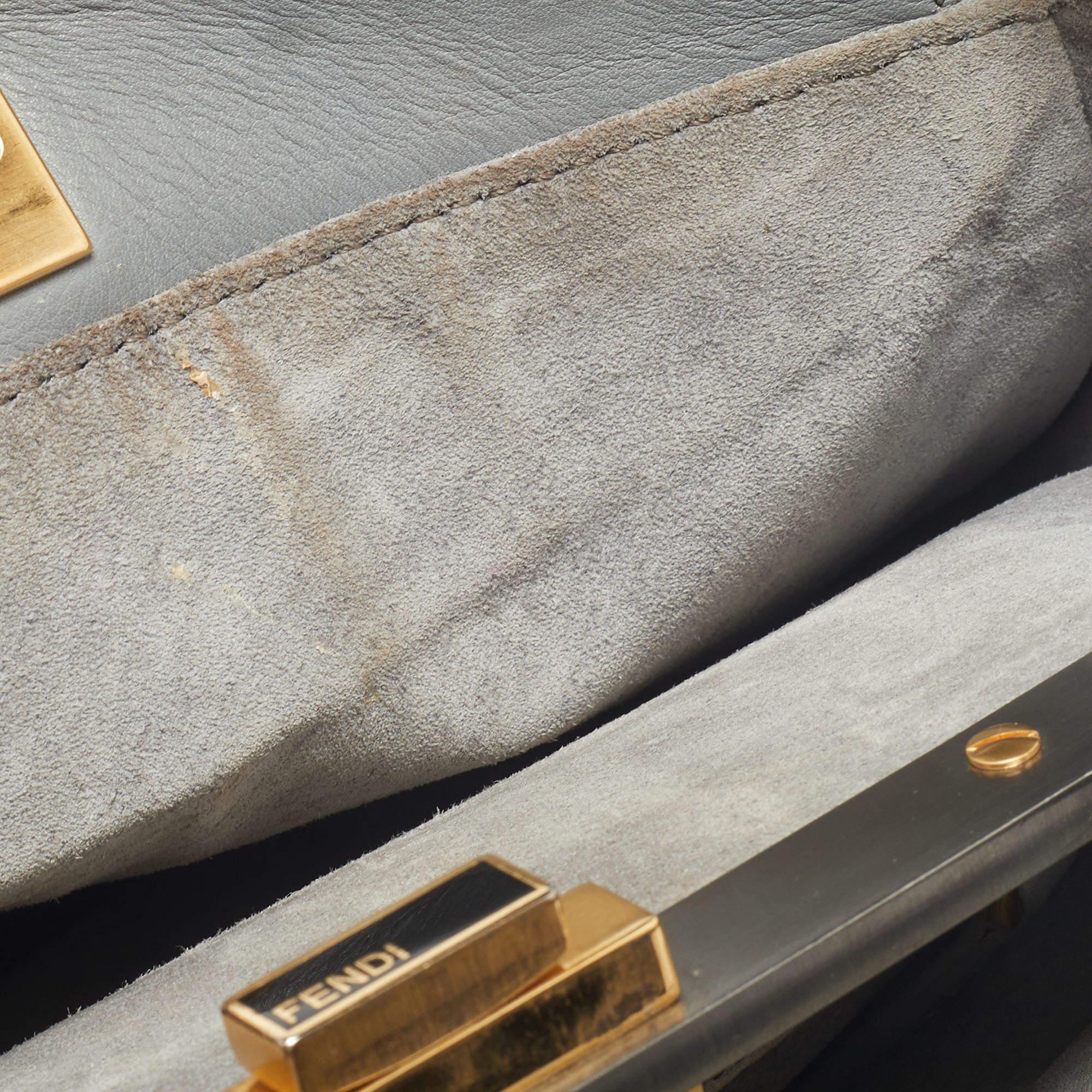 Fendi Grey Leather Medium Peekaboo Top Handle Bag 7