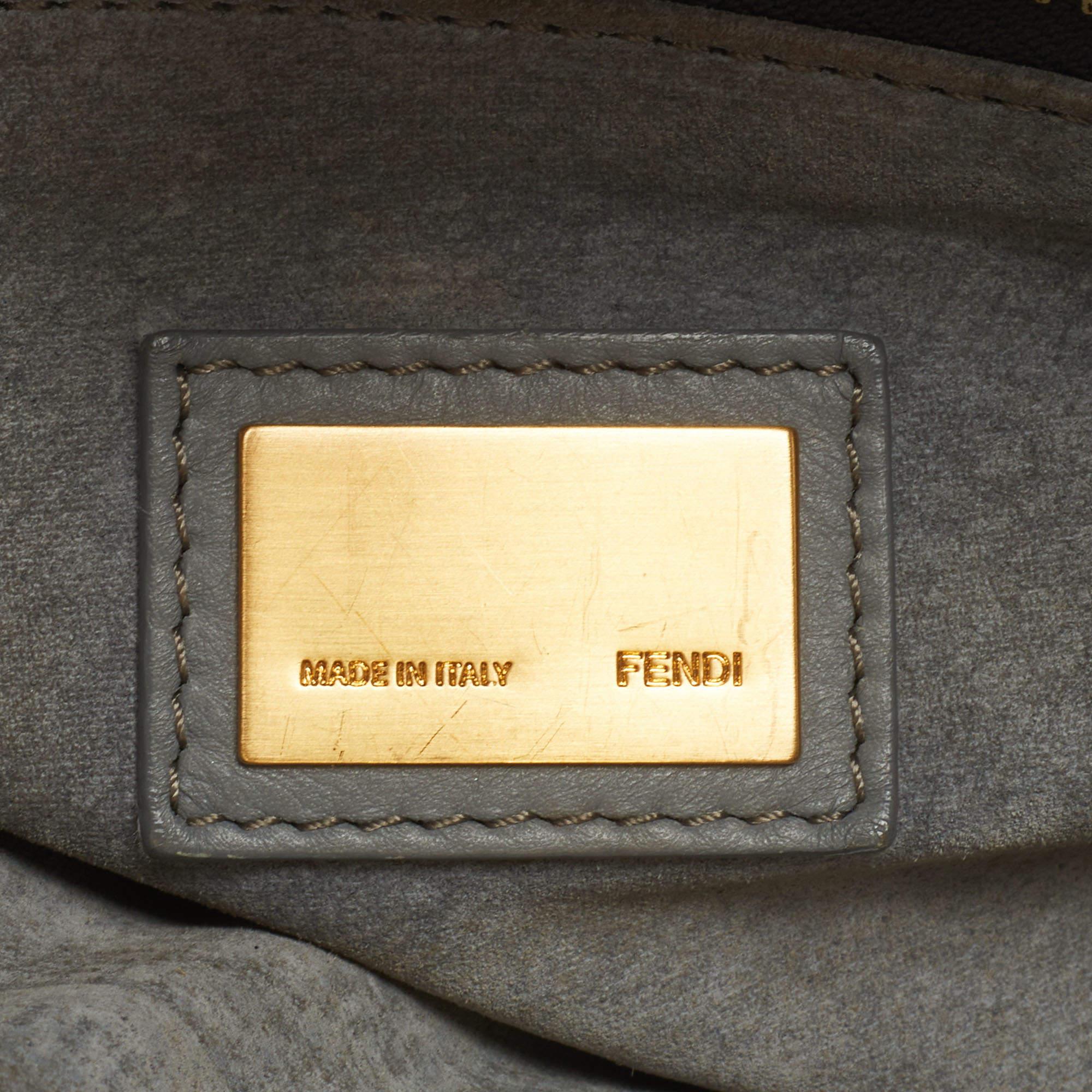 Fendi Grey Leather Medium Peekaboo Top Handle Bag 11