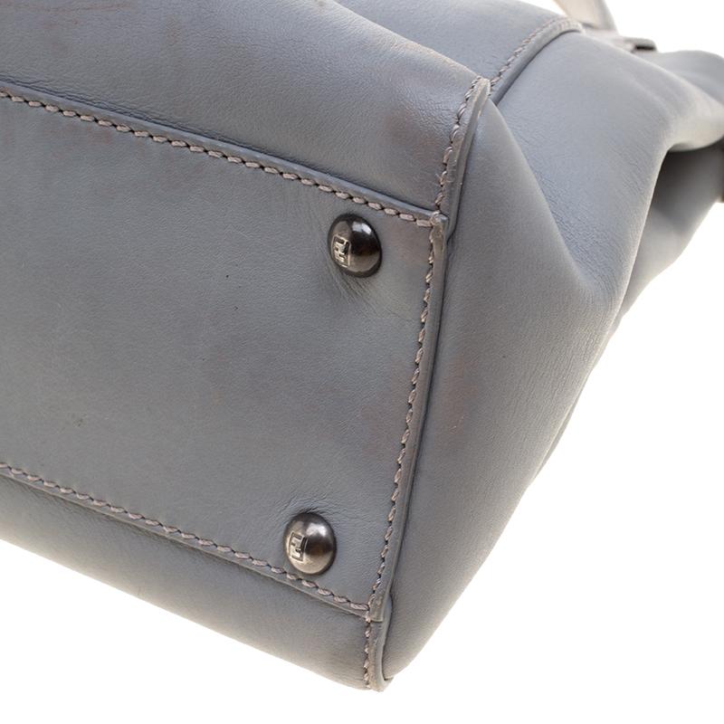 Fendi Grey Leather Medium Peekaboo Top Handle Bag 1