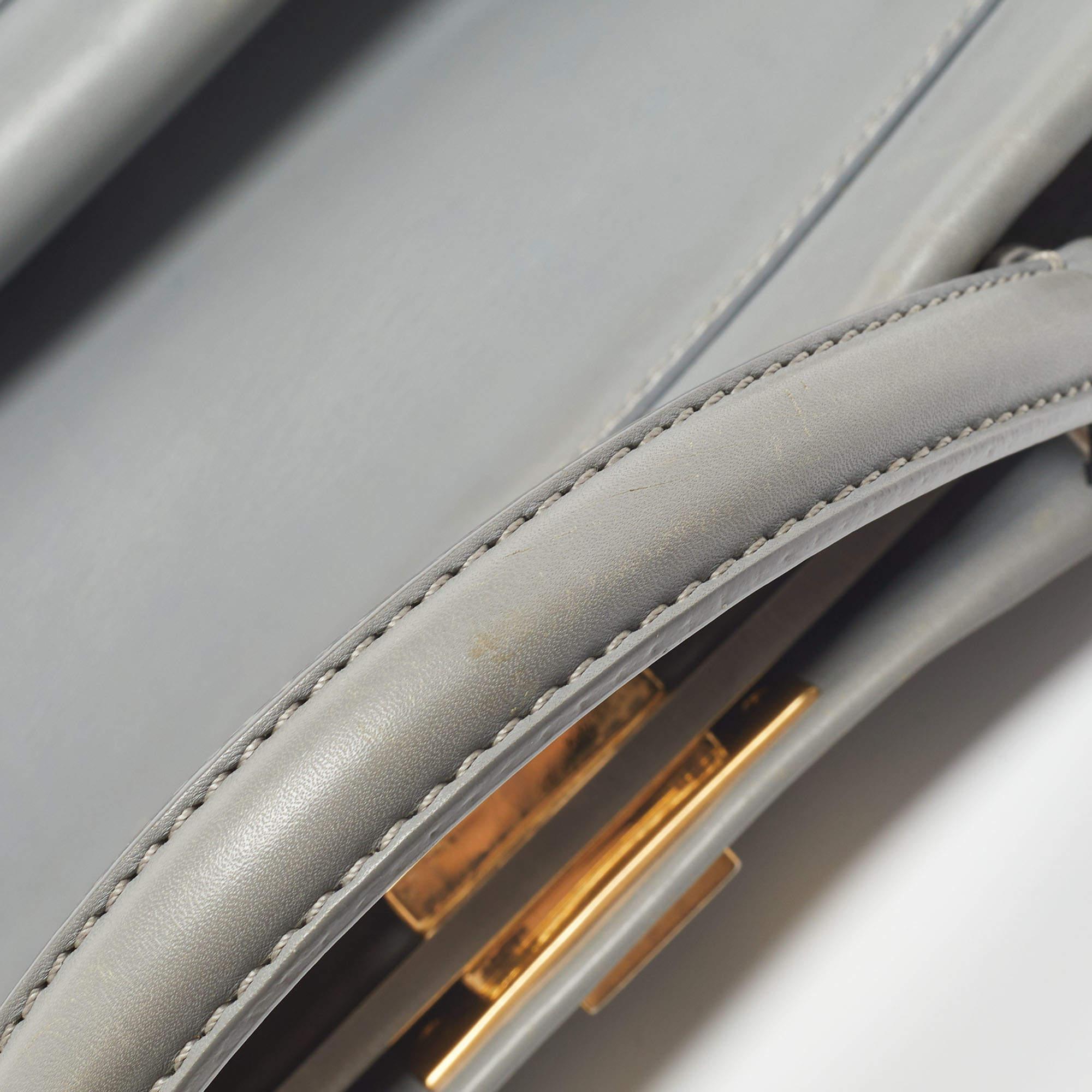 Fendi Grey Leather Medium Peekaboo Top Handle Bag 3