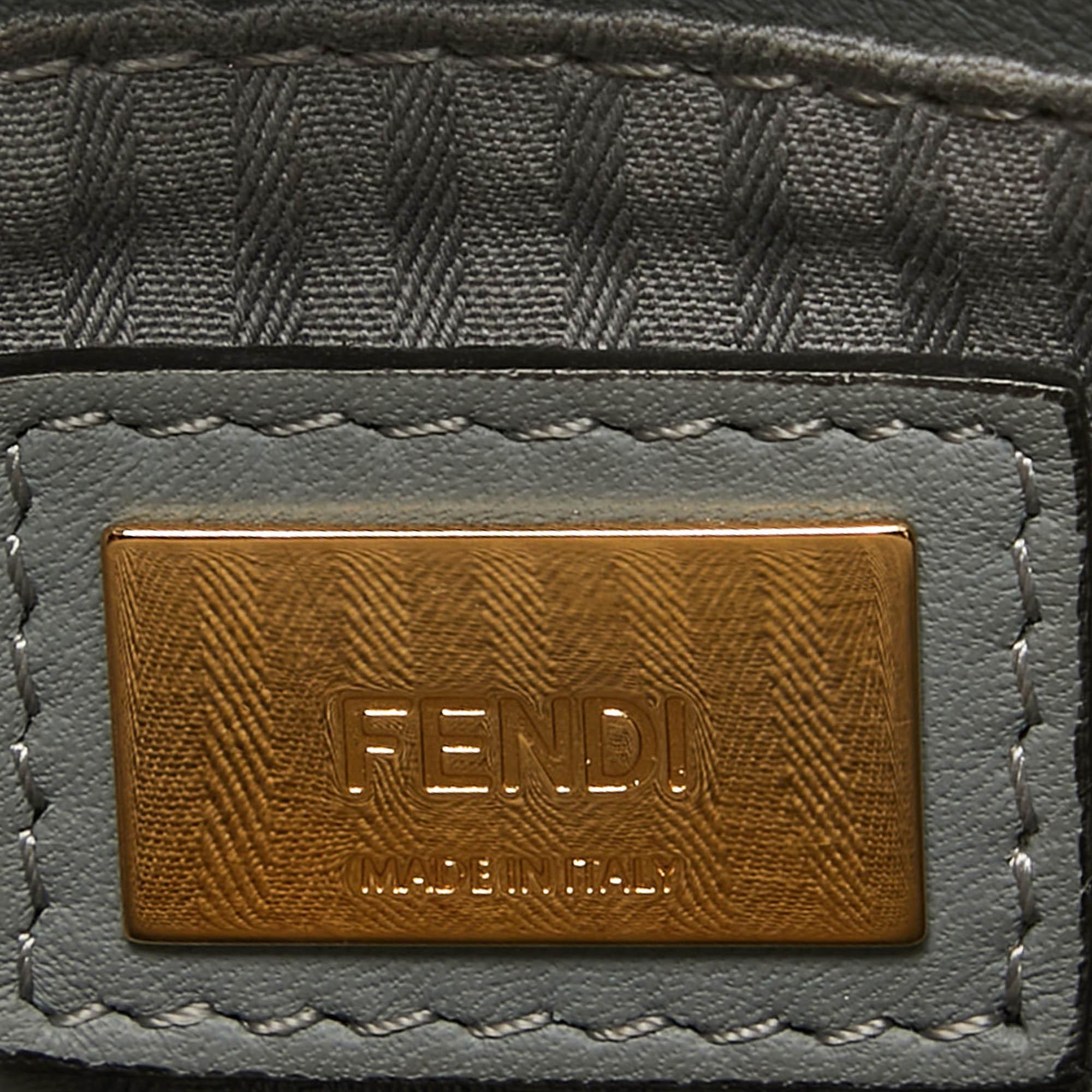Women's Fendi Grey Leather Petite Sac 2jours Tote For Sale