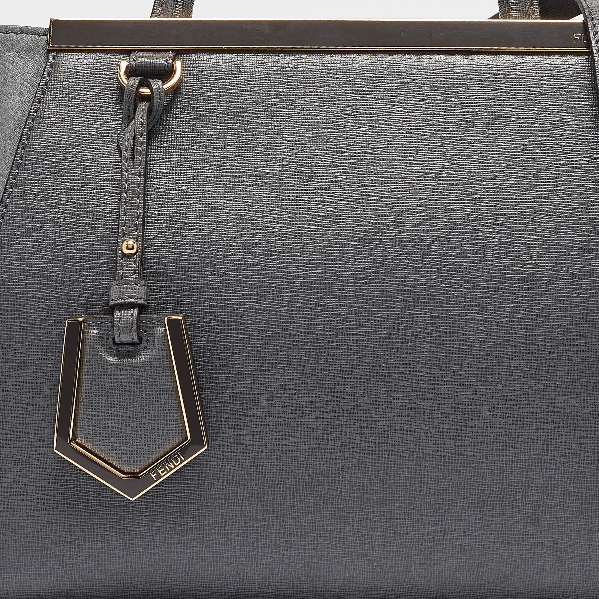 Women's Fendi Grey Leather Petite Sac 2jours Tote