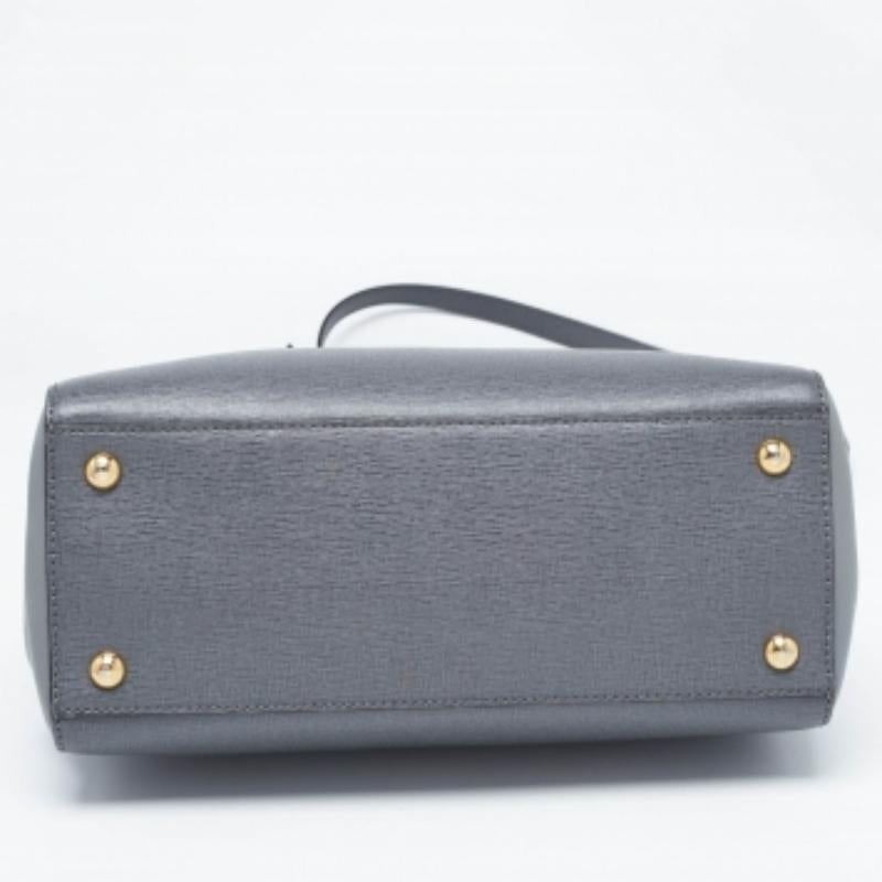 Fendi Petit sac cabas 2jours en cuir gris en vente 3