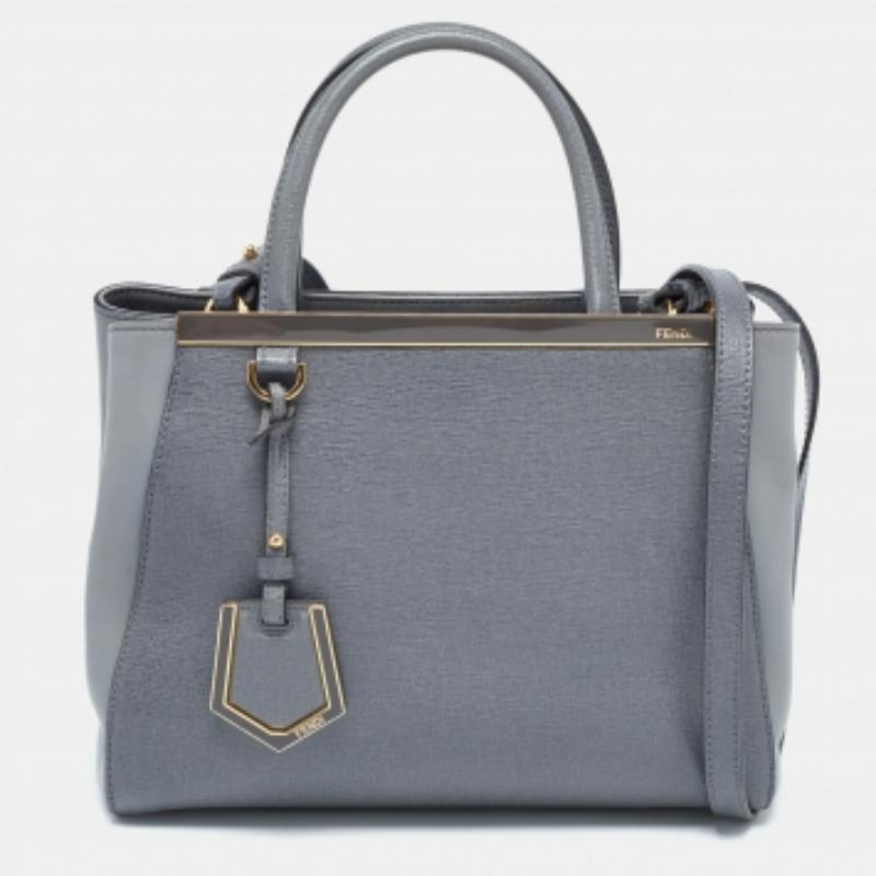 Fendi Petite Sac 2jours Tragetasche aus grauem Leder