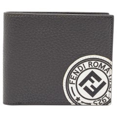 Used Fendi Grey Leather Roman Bifold Wallet
