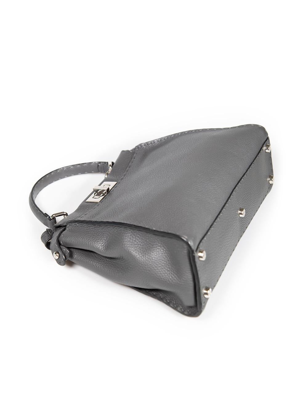 Women's Fendi Grey Leather Selleria Peekaboo Bag