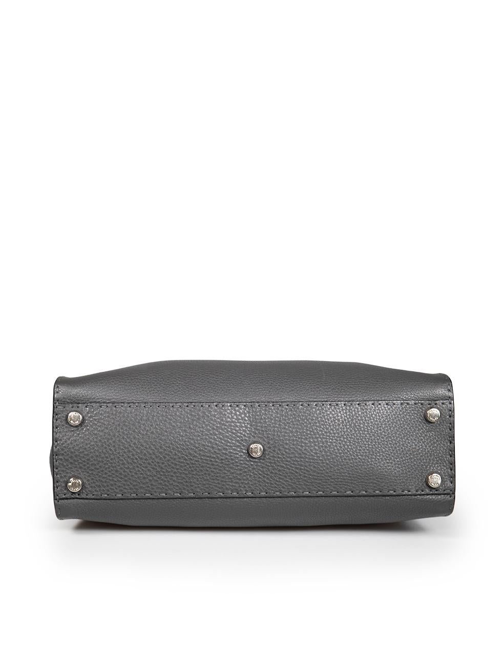 Fendi Grey Leather Selleria Peekaboo Bag 1