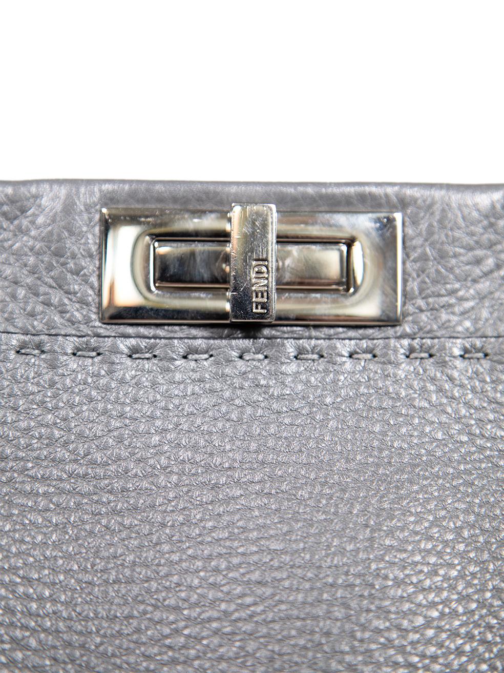 Fendi Grey Leather Selleria Peekaboo Bag 3