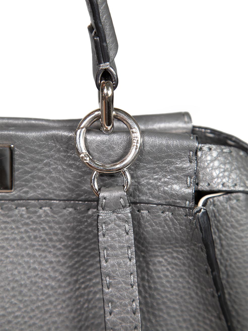 Fendi Grey Leather Selleria Peekaboo Bag 4