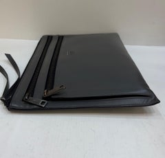 Fendi Grey Leather Selleria Zip Document Pouch
