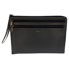 Fendi Selleria Dokumentenmappe mit Reißverschluss aus grauem Leder