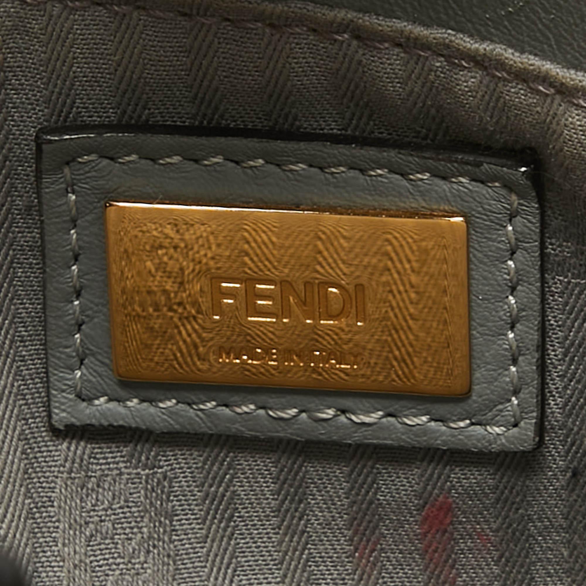 Fendi Grey Leather Small 2Jours Tote For Sale 9