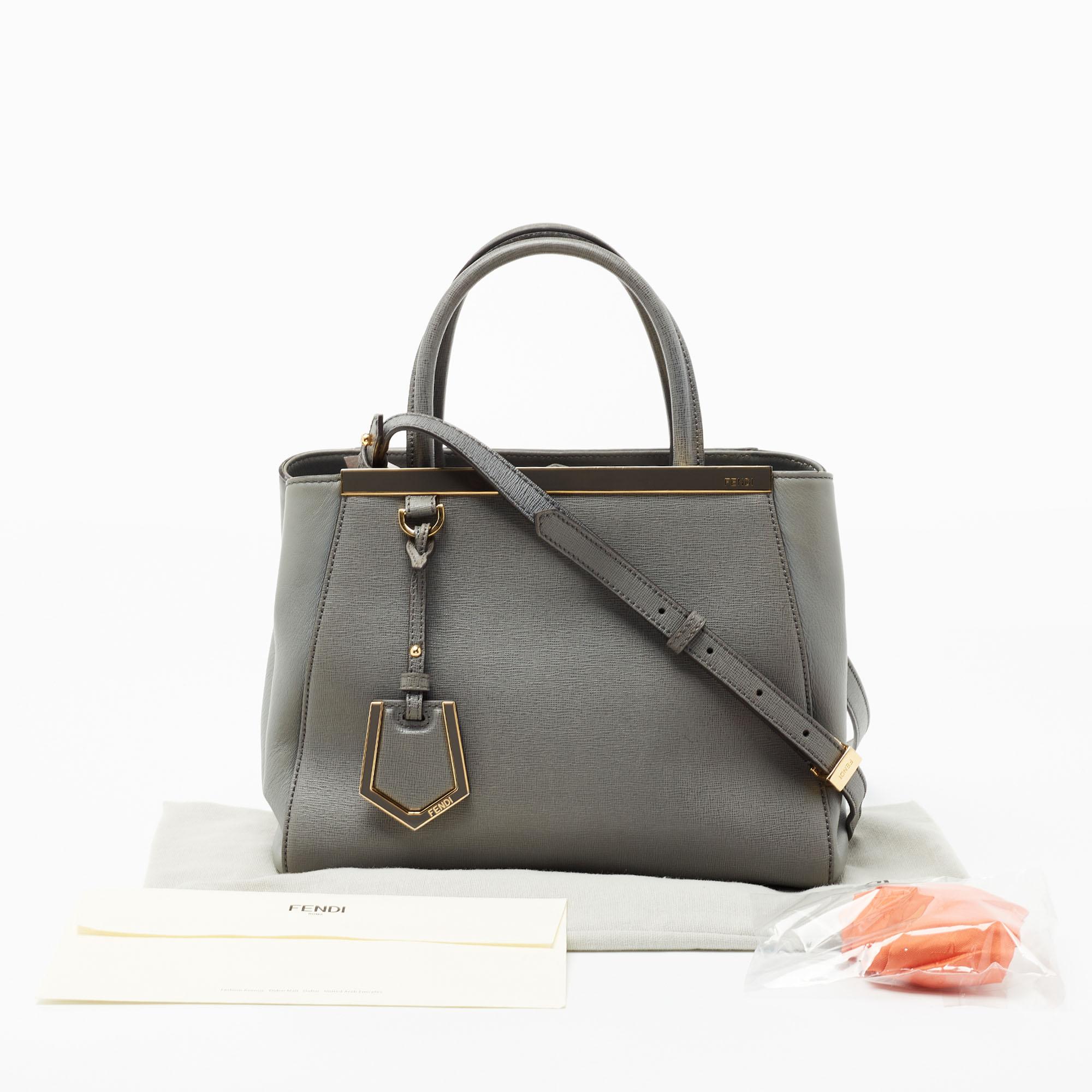 Fendi Grey Leather Small 2Jours Tote 10