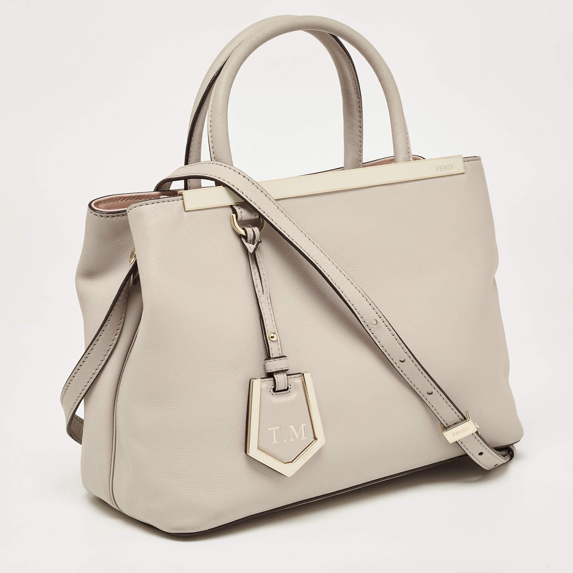 Fendi Grey Leather Small 2Jours Tote For Sale 1