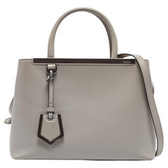 Used Fendi Grey Leather Small 2Jours Tote