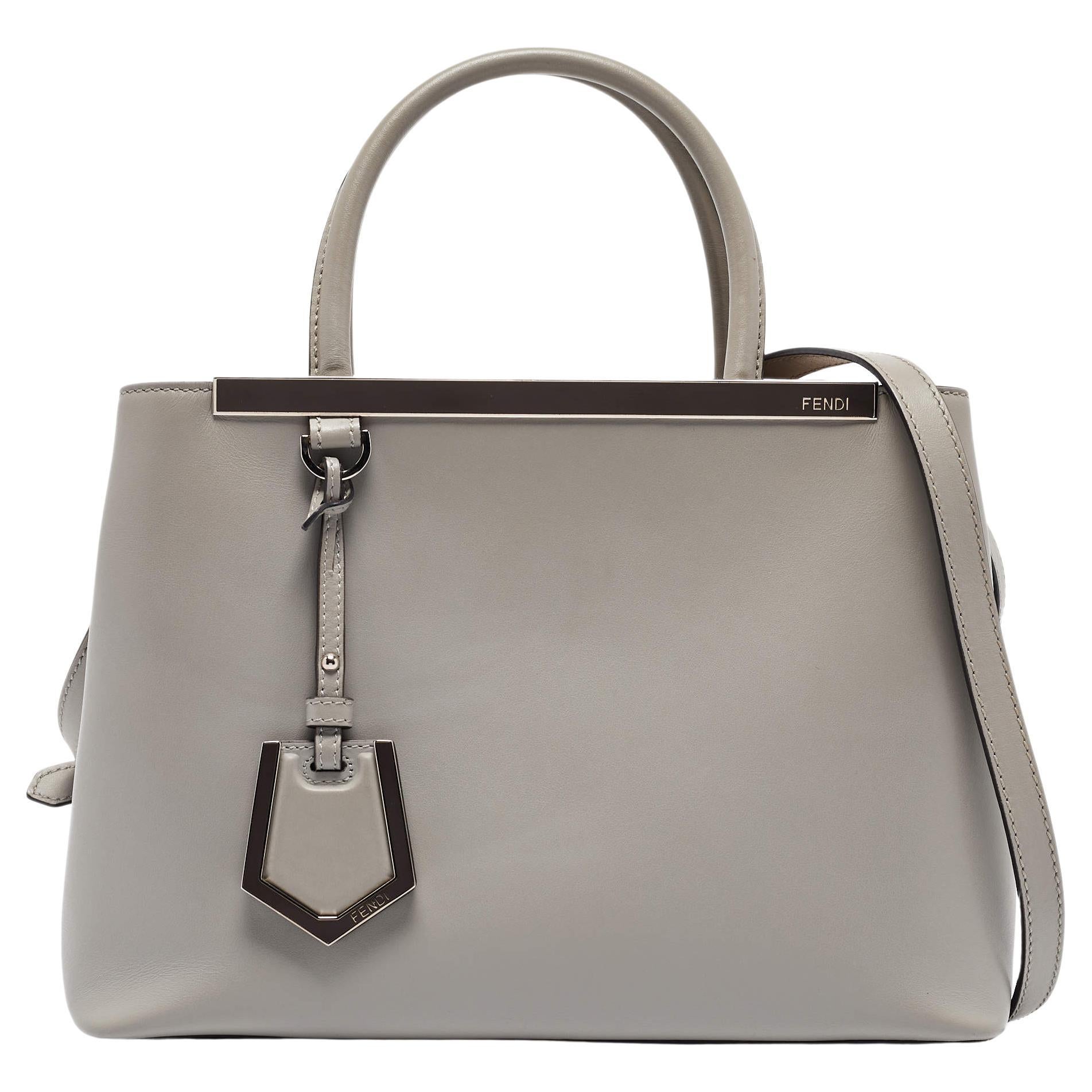 Fendi Grau Leder Klein 2Jours Tote bei 1stDibs