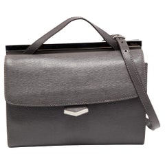 Fendi Grey Leather Small Demi Jour Top Handle Bag