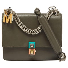 Fendi Grey Leather Small Kan I Chain Shoulder Bag