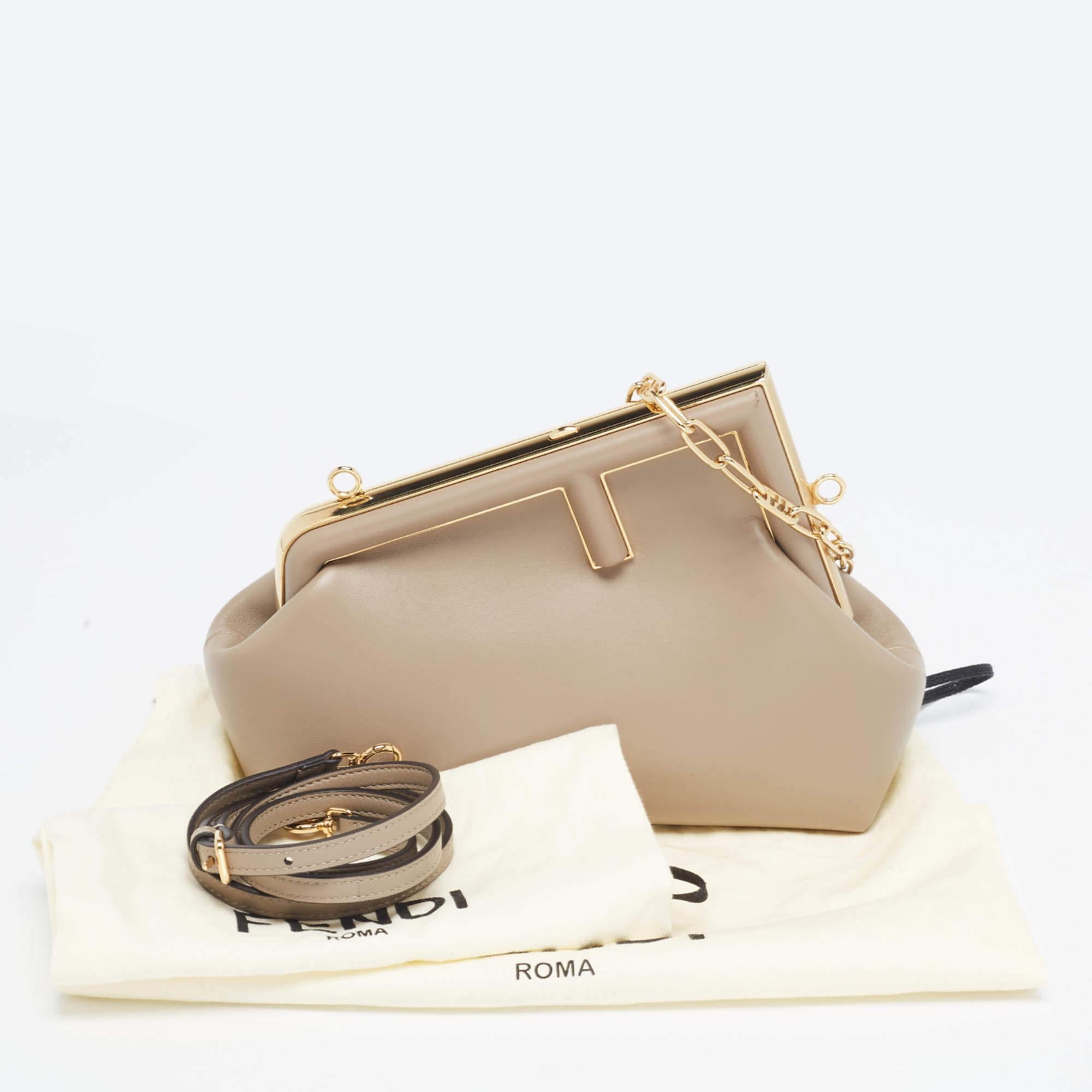 Fendi Grey Leather Small Midi First Shoulder Bag 4