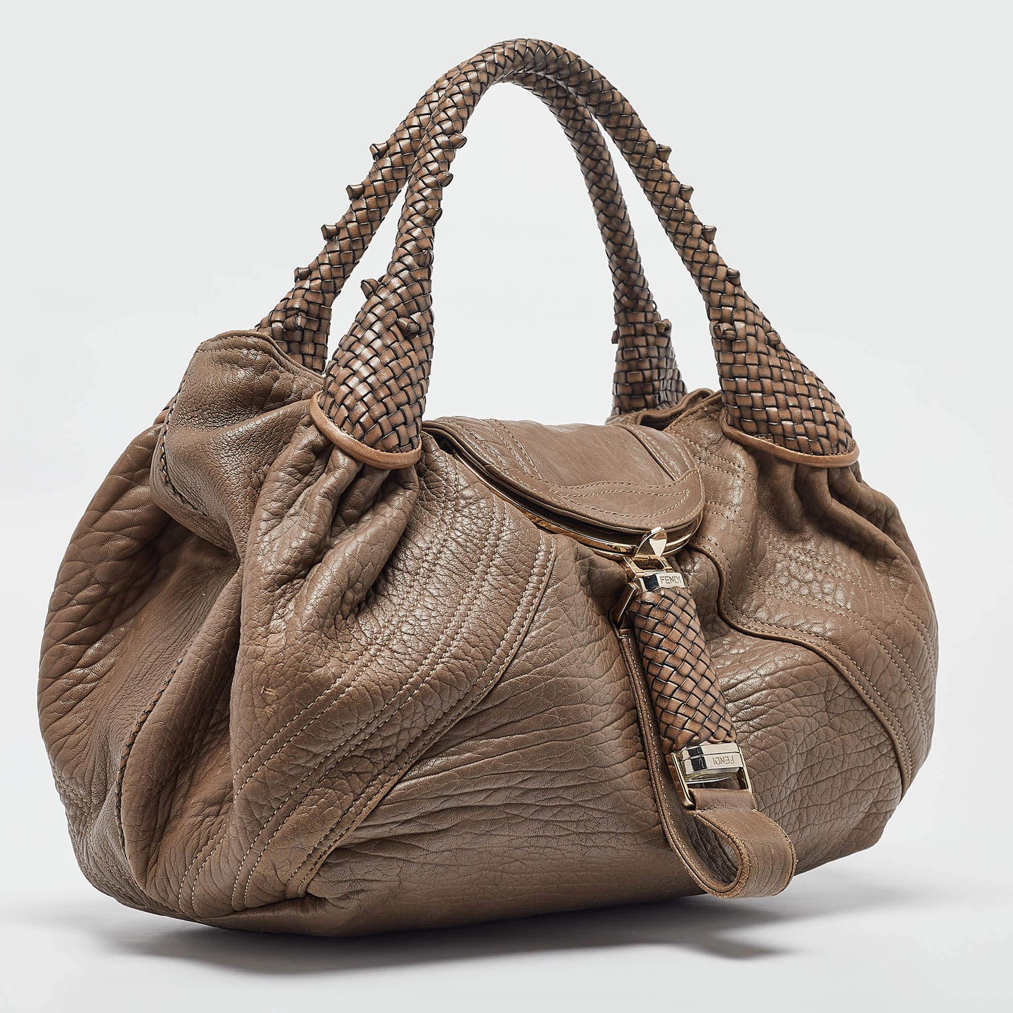 Brown Fendi Grey Leather Spy Hobo