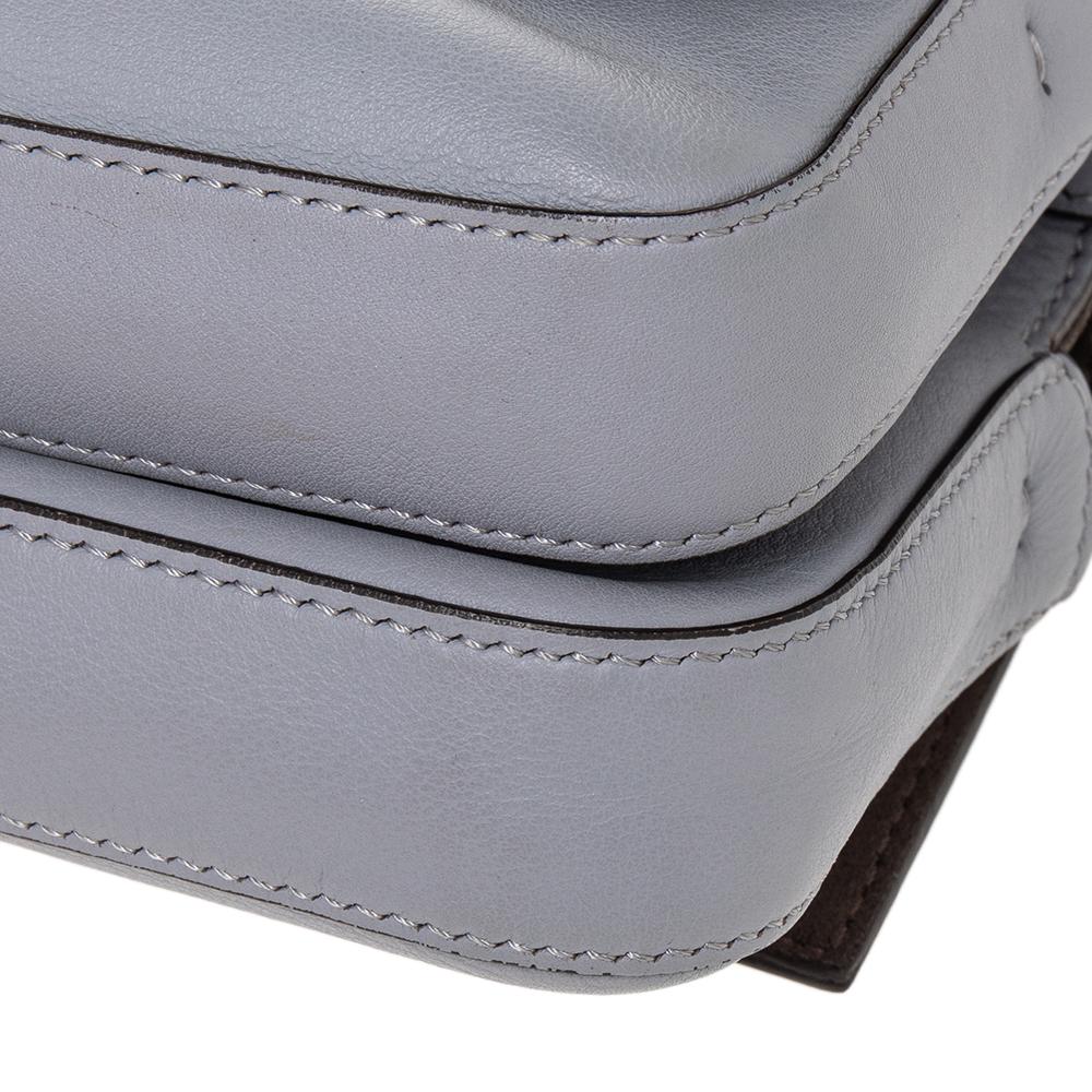 Fendi Grey Leather Studded Double Micro Baguette Shoulder Bag 5