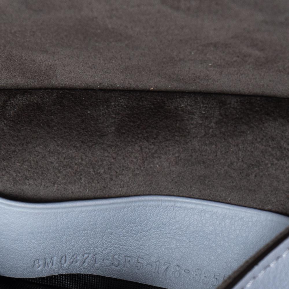 Fendi Grey Leather Studded Double Micro Baguette Shoulder Bag 7