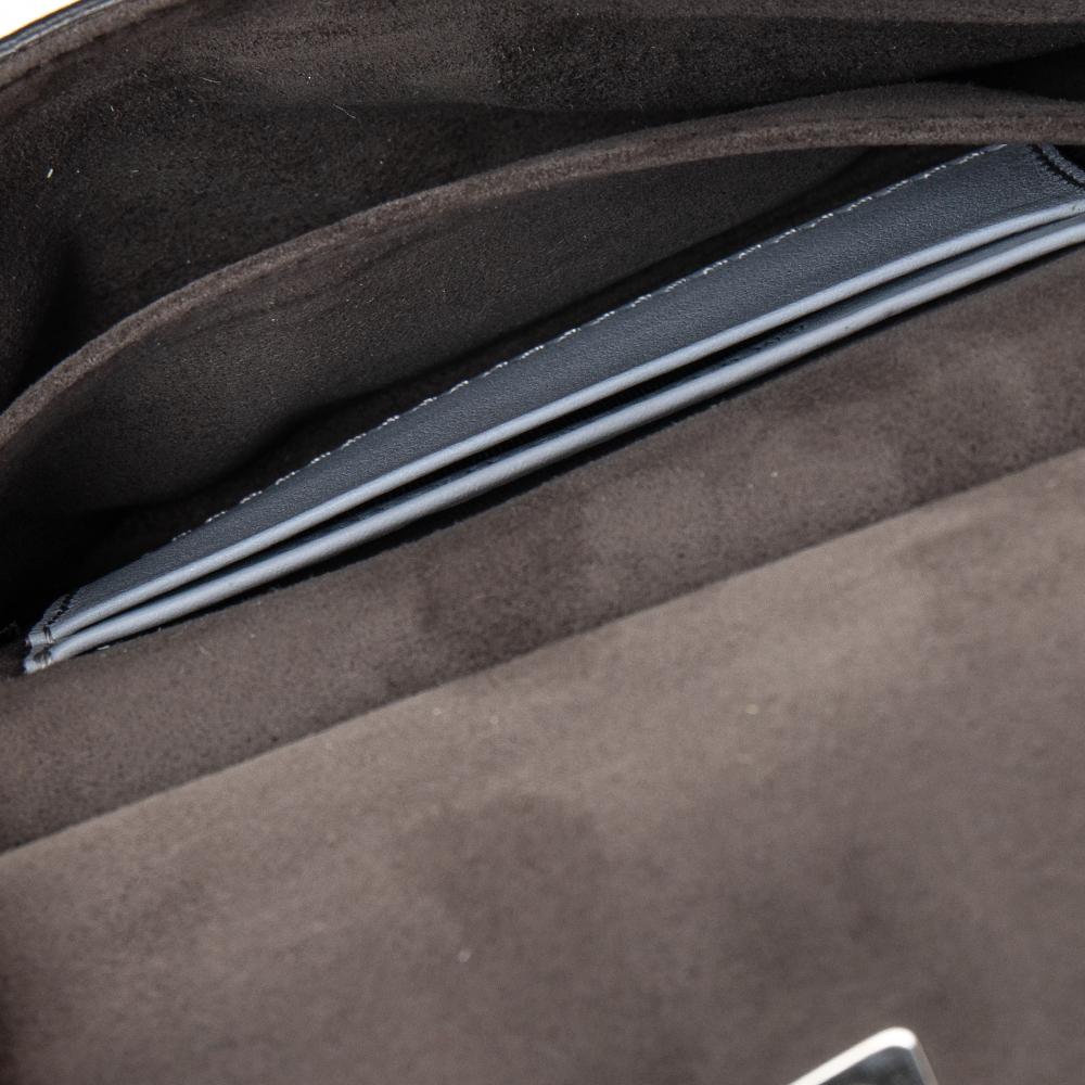Fendi Grey Leather Studded Double Micro Baguette Shoulder Bag 8
