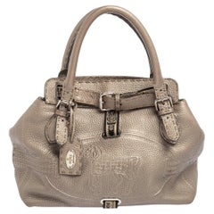 Fendi Grey Leather Villa Selleria Borghese Tote