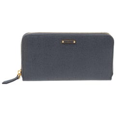 Fendi Grey Leather Zip Around Continental Wallet