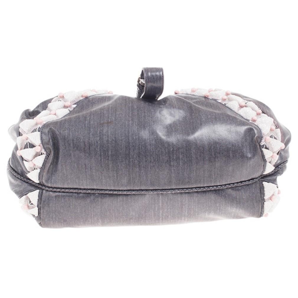 Fendi Grey Limited Edition Beaded Spy Bag In Fair Condition In Dubai, Al Qouz 2