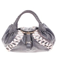 Fendi Grey Limited Edition Beaded Spy Bag