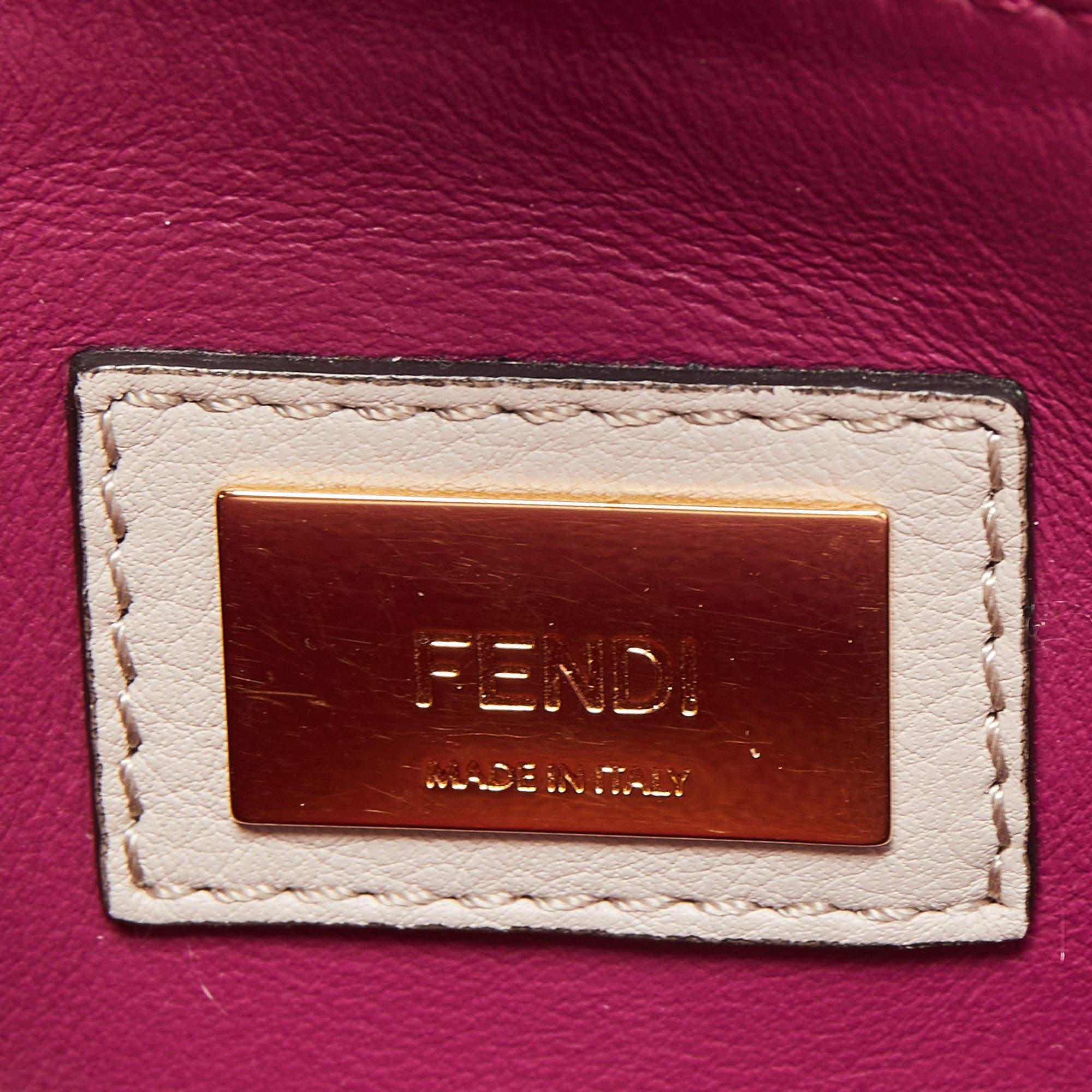 Fendi Grey/Magenta Leather Mini 2Jours Tote For Sale 3