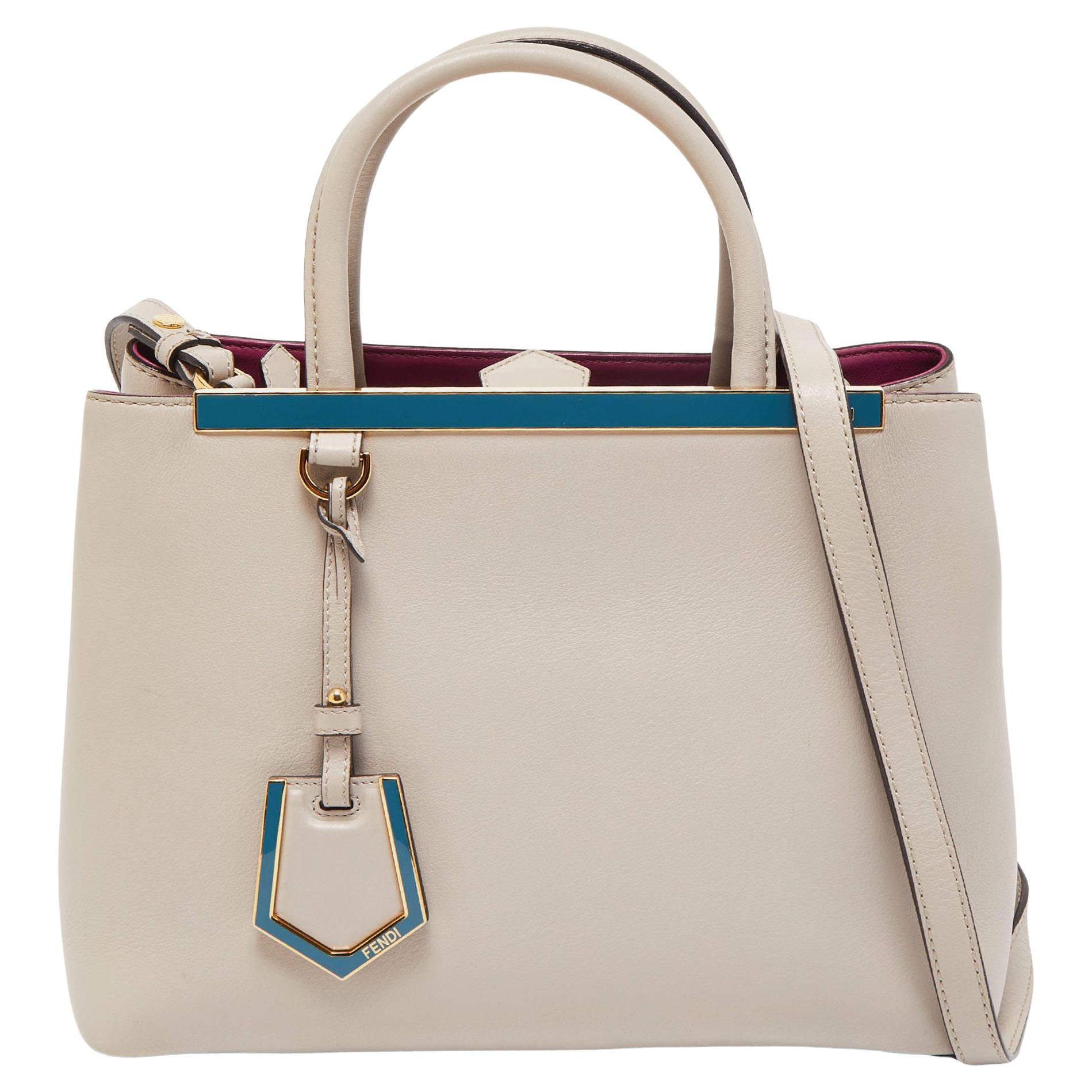 Fendi Grau/Magenta Leder Mini 2Jours Tote im Angebot