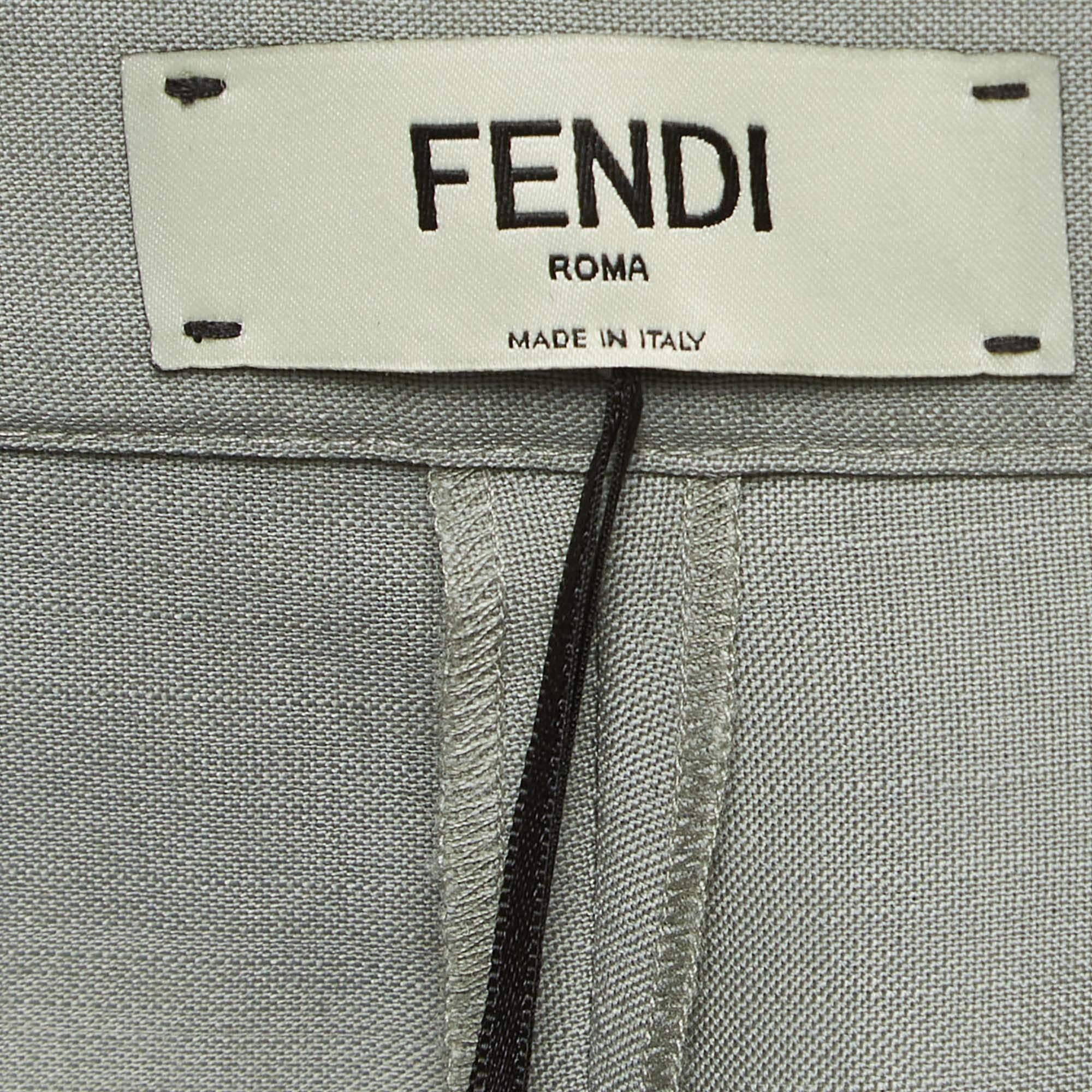 Women's Fendi Grey Mohair Blend Asymmetric Layered Shorts XS For Sale