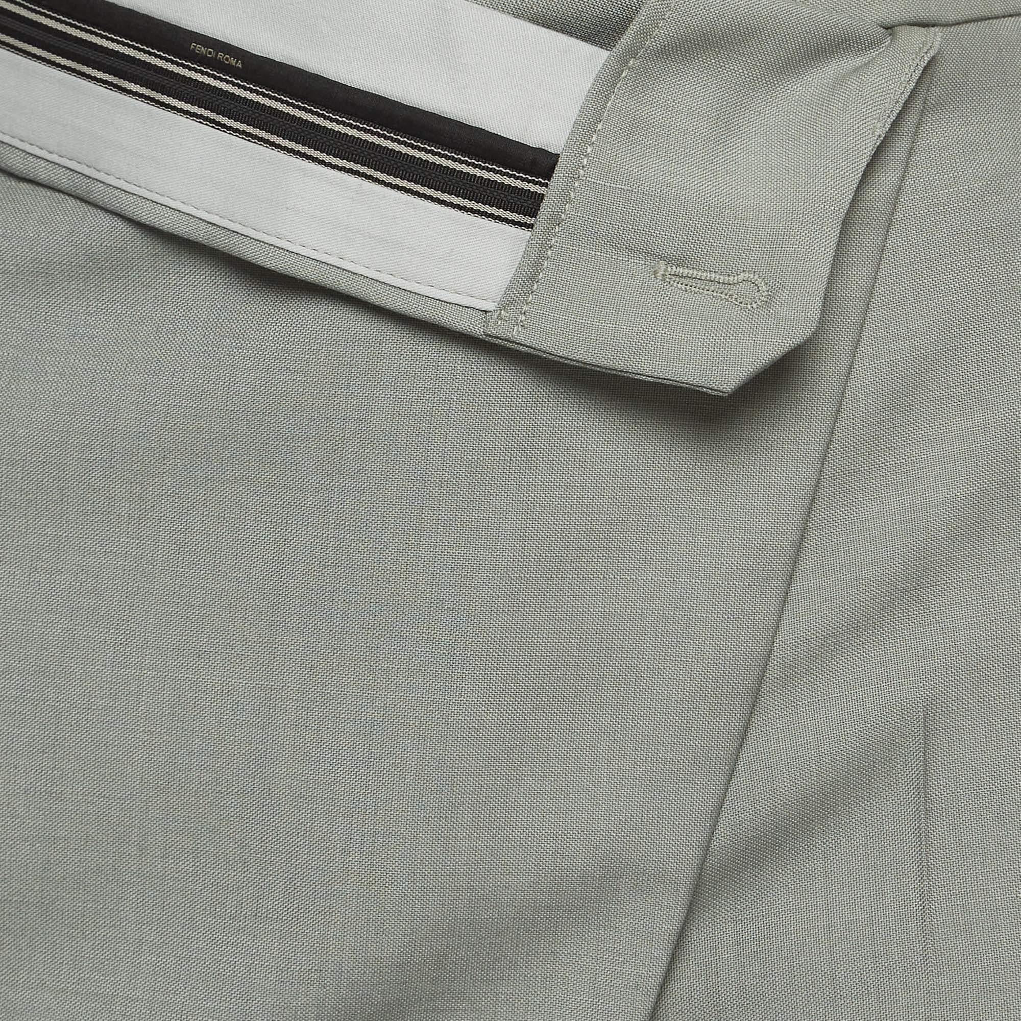Fendi Grey Mohair Blend Asymmetric Layered Shorts XS For Sale 1