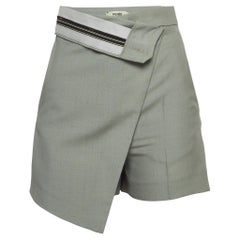 Fendi Grey Mohair Blend Asymmetric Layered Shorts XS