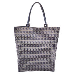 Fendi Grey Monogram Zucchino Canvas Handbag Tote Bag